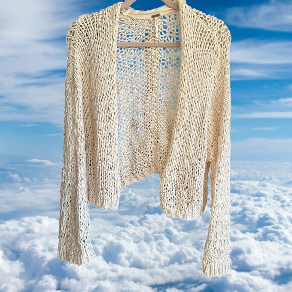 Free People Daiquiri Open Knit Sweater Cardi Ivory Size Medium - Picture 5 of 11